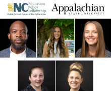 Fellows from App State include (left to right) Dr. Dramaine Freeman, Katie Hubbard, Allyson Murphy, Dr. Kate Watson, and Dr. Rachel Askew