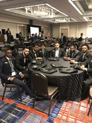 Stafford (far left) in attendance at the Student African American Brotherhood (SAAB) Conference.