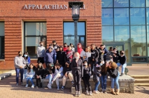 GEAR UP students visit Appalachian State University. Campus visits resumed last month after a two-year hiatus due to the pandemic restrictions. 